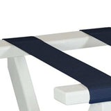 Earth Friendly White Folding Luggage Rack With Navy Straps - Homeroots - Flyclothing LLC