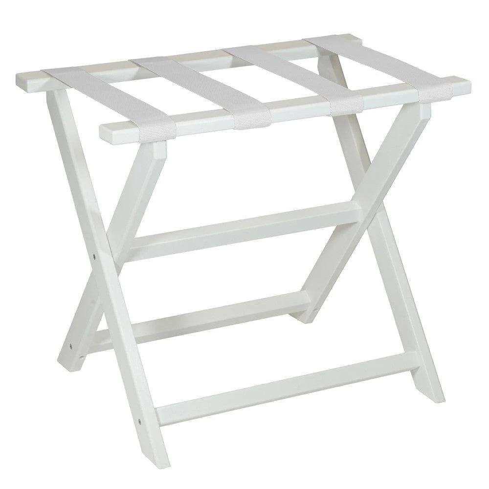 Earth Friendly White Folding Luggage Rack With White Straps - Homeroots - Flyclothing LLC