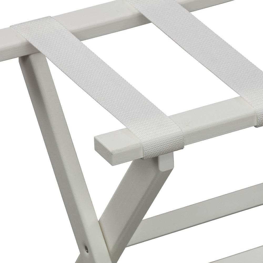 Earth Friendly White Folding Luggage Rack With White Straps - Homeroots - Flyclothing LLC
