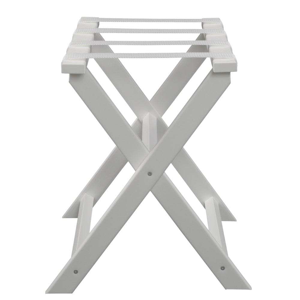 Earth Friendly White Folding Luggage Rack With White Straps - Homeroots - Flyclothing LLC