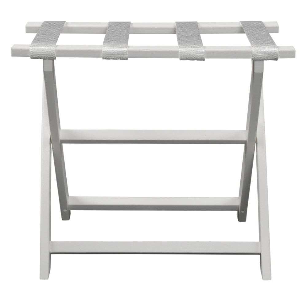 Earth Friendly White Folding Luggage Rack With White Straps - Homeroots - Flyclothing LLC
