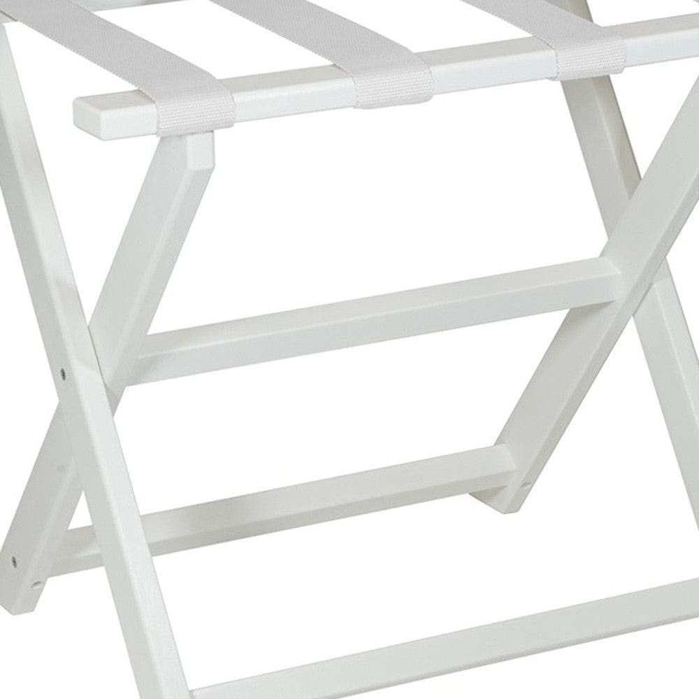 Earth Friendly White Folding Luggage Rack With White Straps - Homeroots - Flyclothing LLC