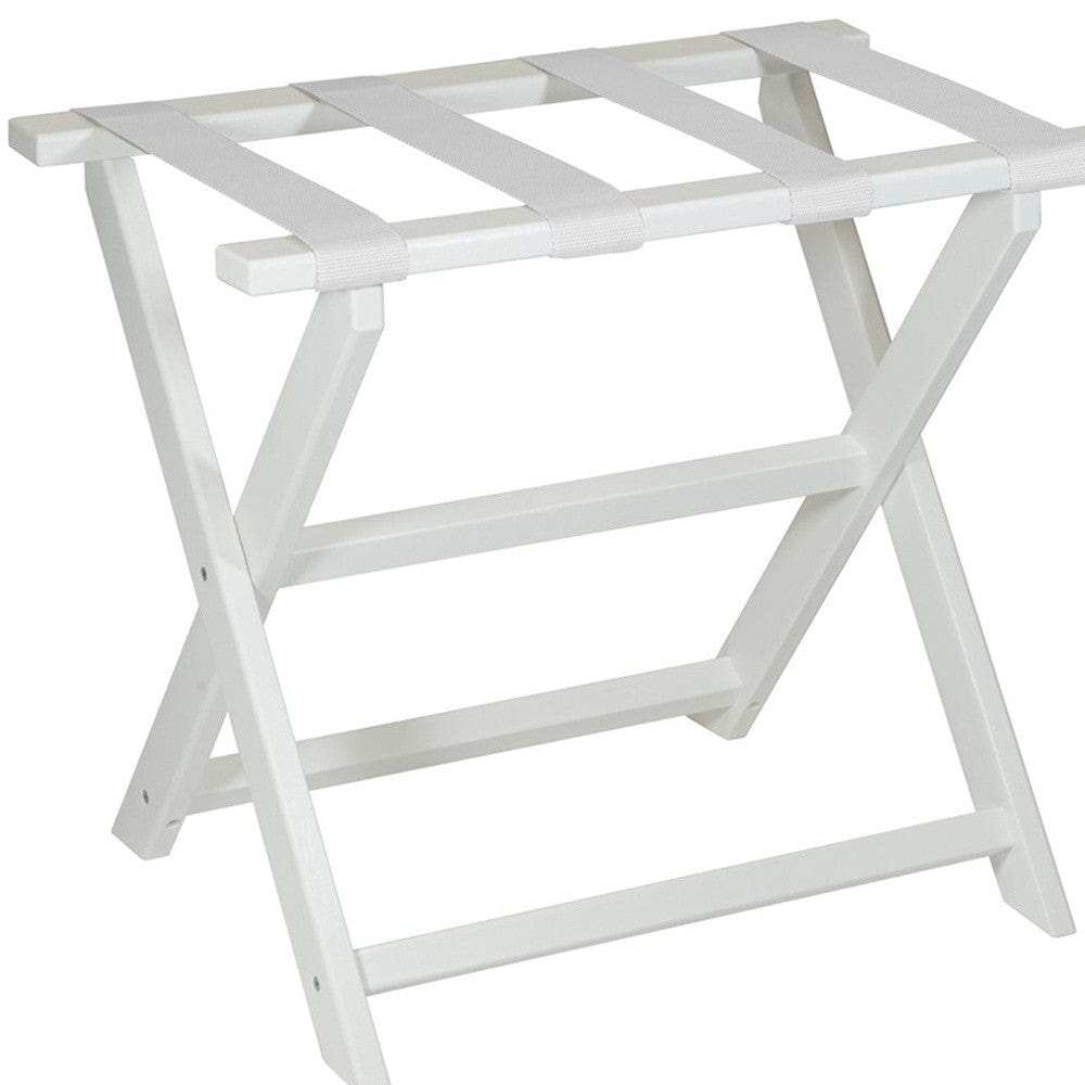Earth Friendly White Folding Luggage Rack With White Straps - Homeroots - Flyclothing LLC