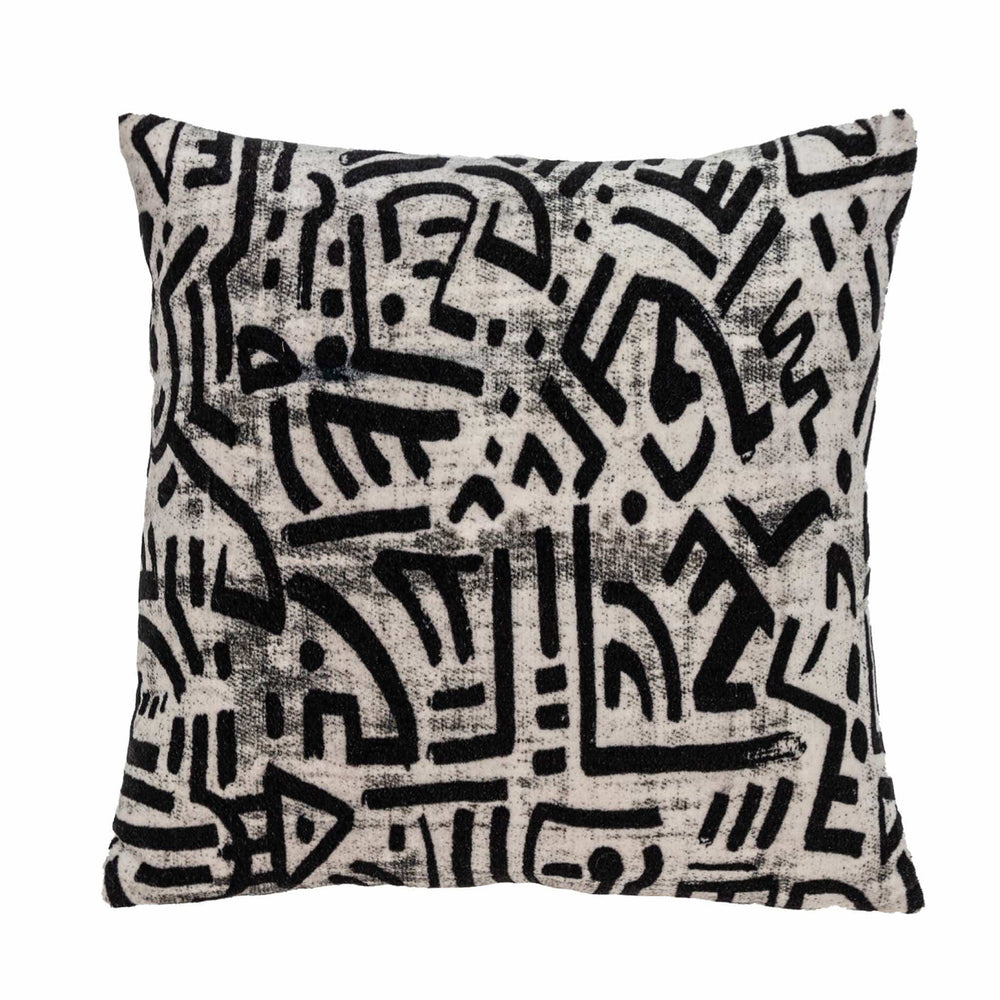 Black And White Abstract Velvet Throw Pillow - Homeroots - Flyclothing LLC