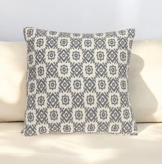 16" Gray Cotton Throw Pillow - Homeroots