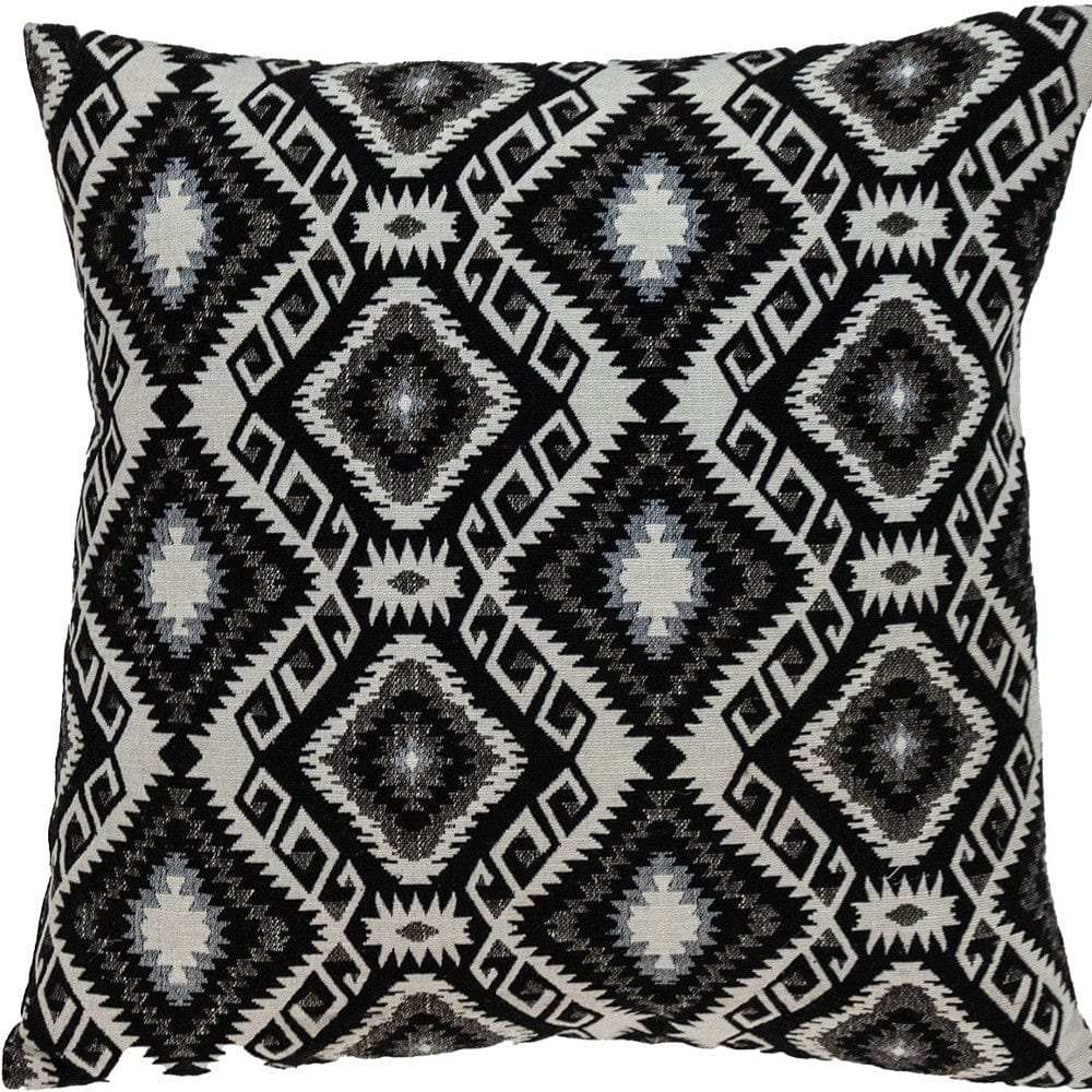 Jet Black And White Geo Throw Pillow - Homeroots - Flyclothing LLC