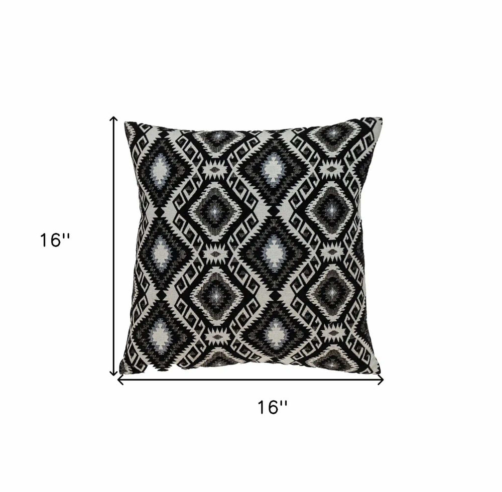 Jet Black And White Geo Throw Pillow - Homeroots - Flyclothing LLC