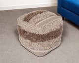 Boho Shaggy Khaki Textured Pouf - Homeroots - Flyclothing LLC