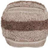 Boho Shaggy Khaki Textured Pouf - Homeroots - Flyclothing LLC