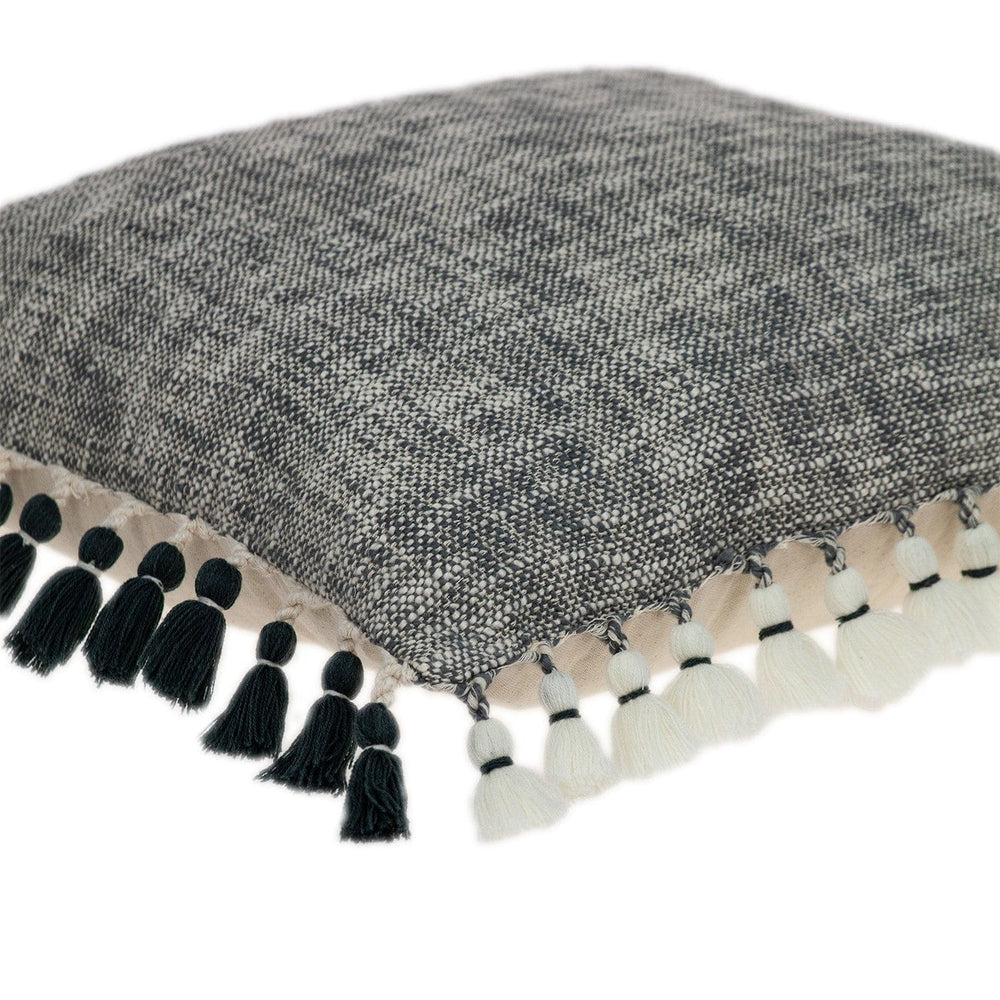 20" Slate Gray Abstract Cotton Throw Pillow With Tassels - Homeroots - Flyclothing LLC
