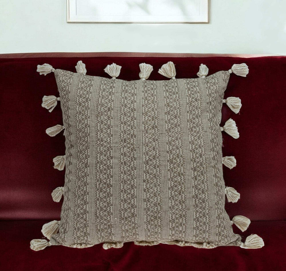 Neutral Sand Woven Throw Pillow - Homeroots - Flyclothing LLC