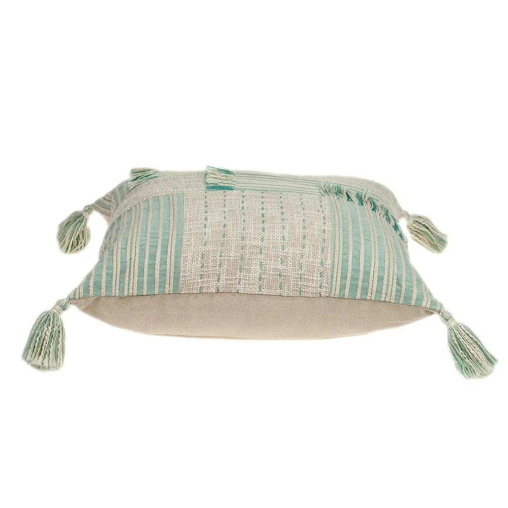 Cream And Mint Woven Throw Pillow - Homeroots - Flyclothing LLC