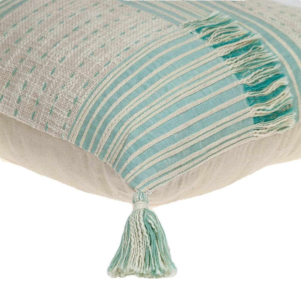 Cream And Mint Woven Throw Pillow - Homeroots - Flyclothing LLC