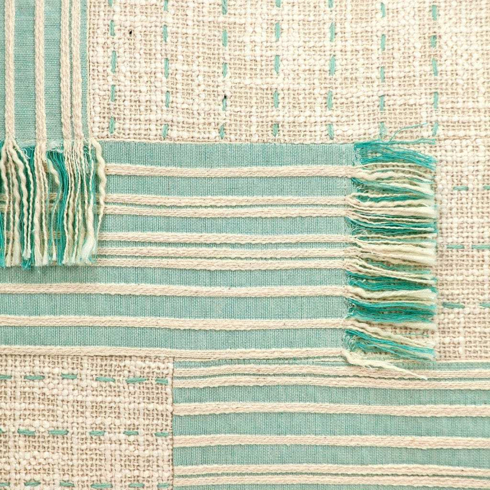 Cream And Mint Woven Throw Pillow - Homeroots - Flyclothing LLC