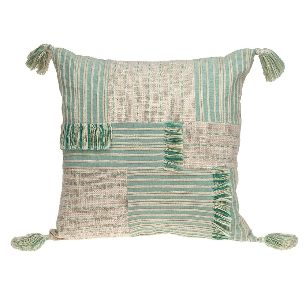 Cream And Mint Woven Throw Pillow - Homeroots - Flyclothing LLC