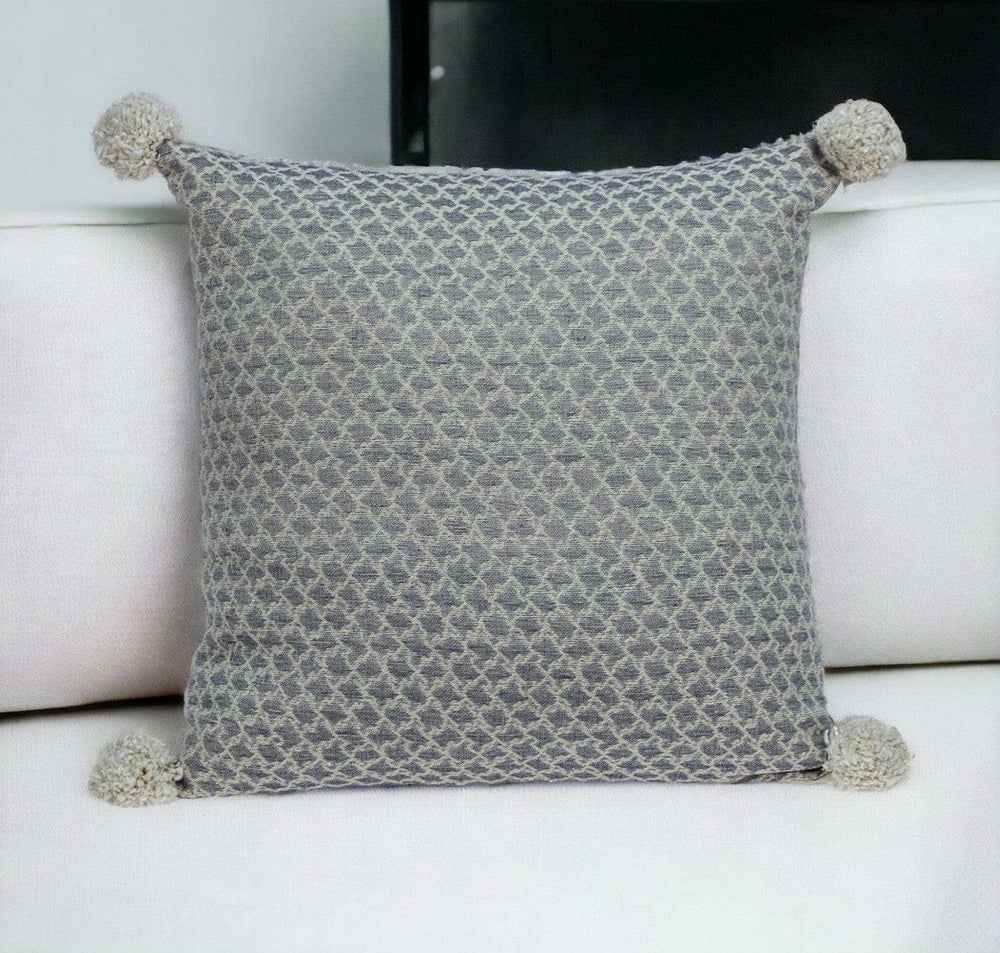 Gray Pearl Pom Throw Pillow - Homeroots - Flyclothing LLC