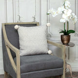 Gray Pearl Pom Throw Pillow - Homeroots - Flyclothing LLC