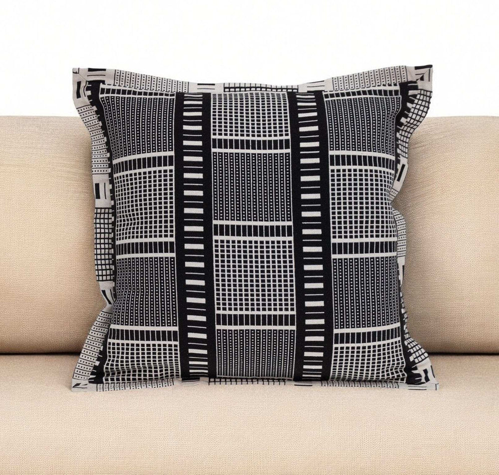 Black And White Abstract Stripes Throw Pillow - Homeroots - Flyclothing LLC