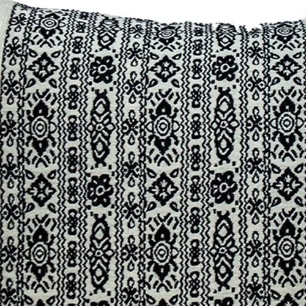 Black And White Geometric Fringe Throw Pillow - Homeroots - Flyclothing LLC