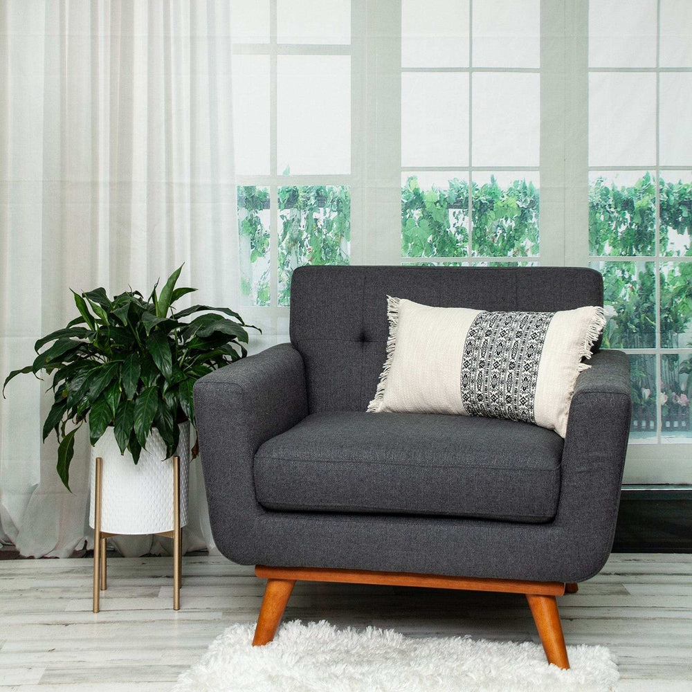 Black And White Geometric Fringe Throw Pillow - Homeroots - Flyclothing LLC