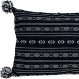 Black And Gray X Pom Throw Pillow - Homeroots - Flyclothing LLC