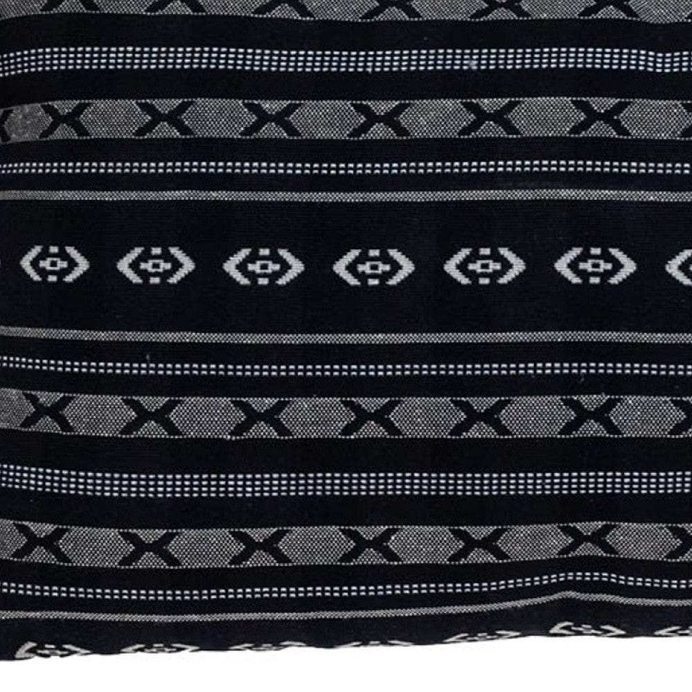 Black And Gray X Pom Throw Pillow - Homeroots - Flyclothing LLC