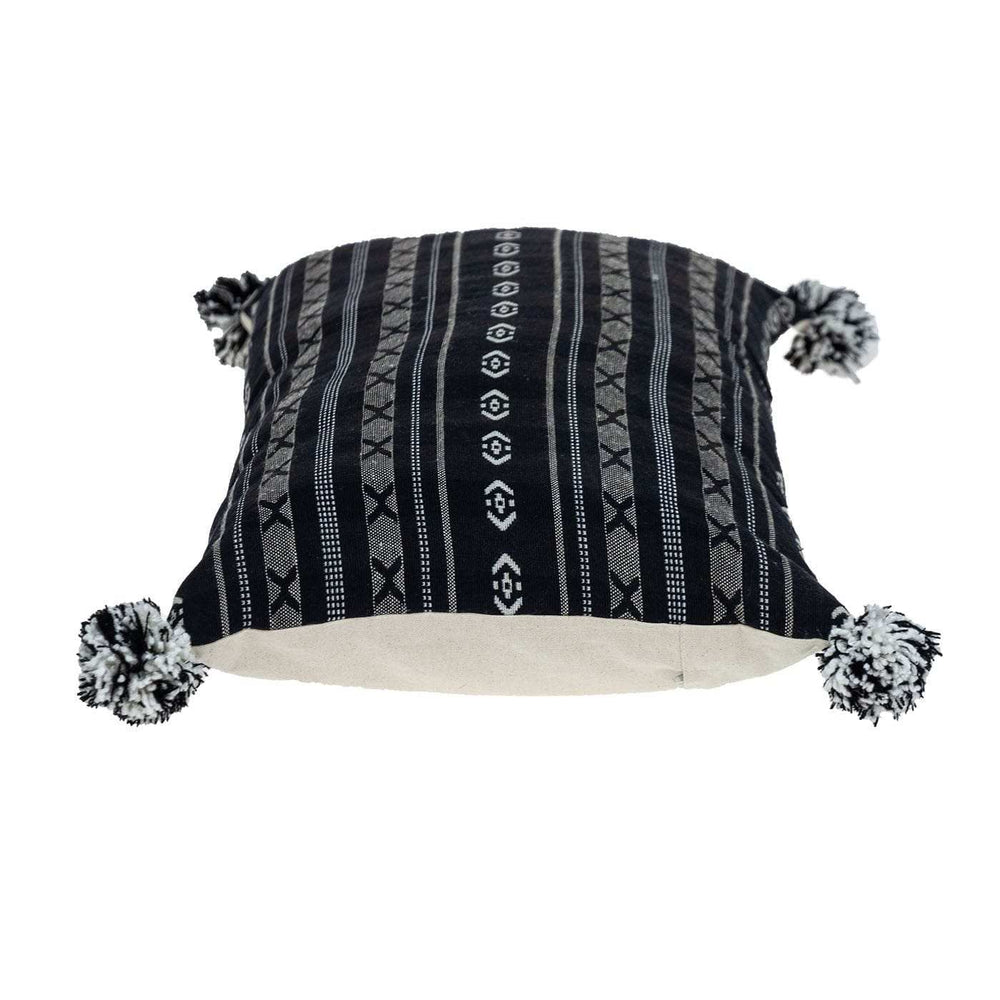 Black And Gray X Pom Throw Pillow - Homeroots - Flyclothing LLC
