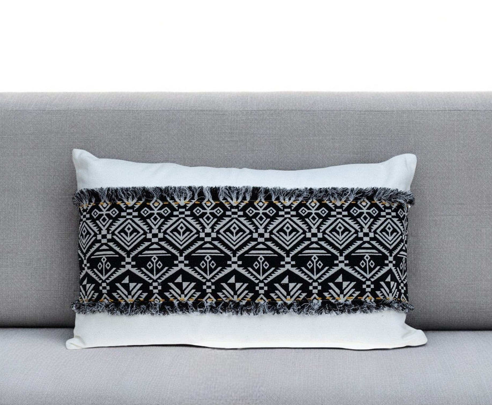 Black And White Patched Throw Pillow - Homeroots - Flyclothing LLC