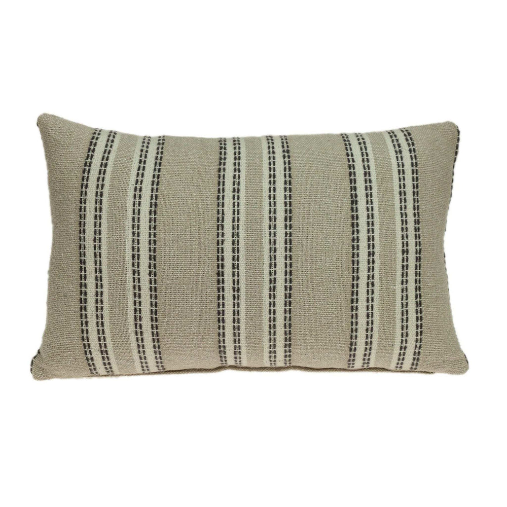 Oatmeal Stripe Weave Lumbar Throw Pillow - Homeroots - Flyclothing LLC