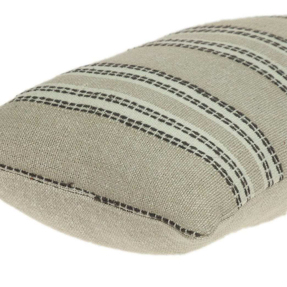 Oatmeal Stripe Weave Lumbar Throw Pillow - Homeroots - Flyclothing LLC