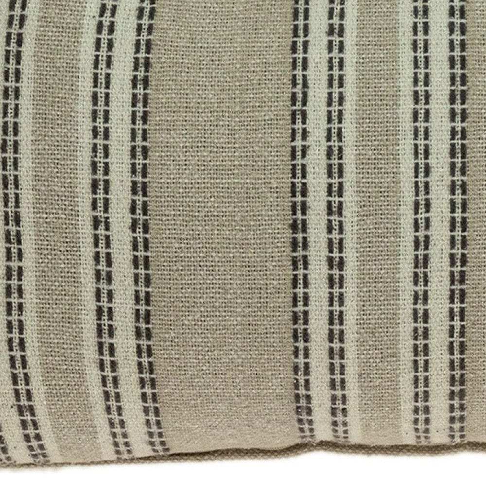 Oatmeal Stripe Weave Lumbar Throw Pillow - Homeroots - Flyclothing LLC
