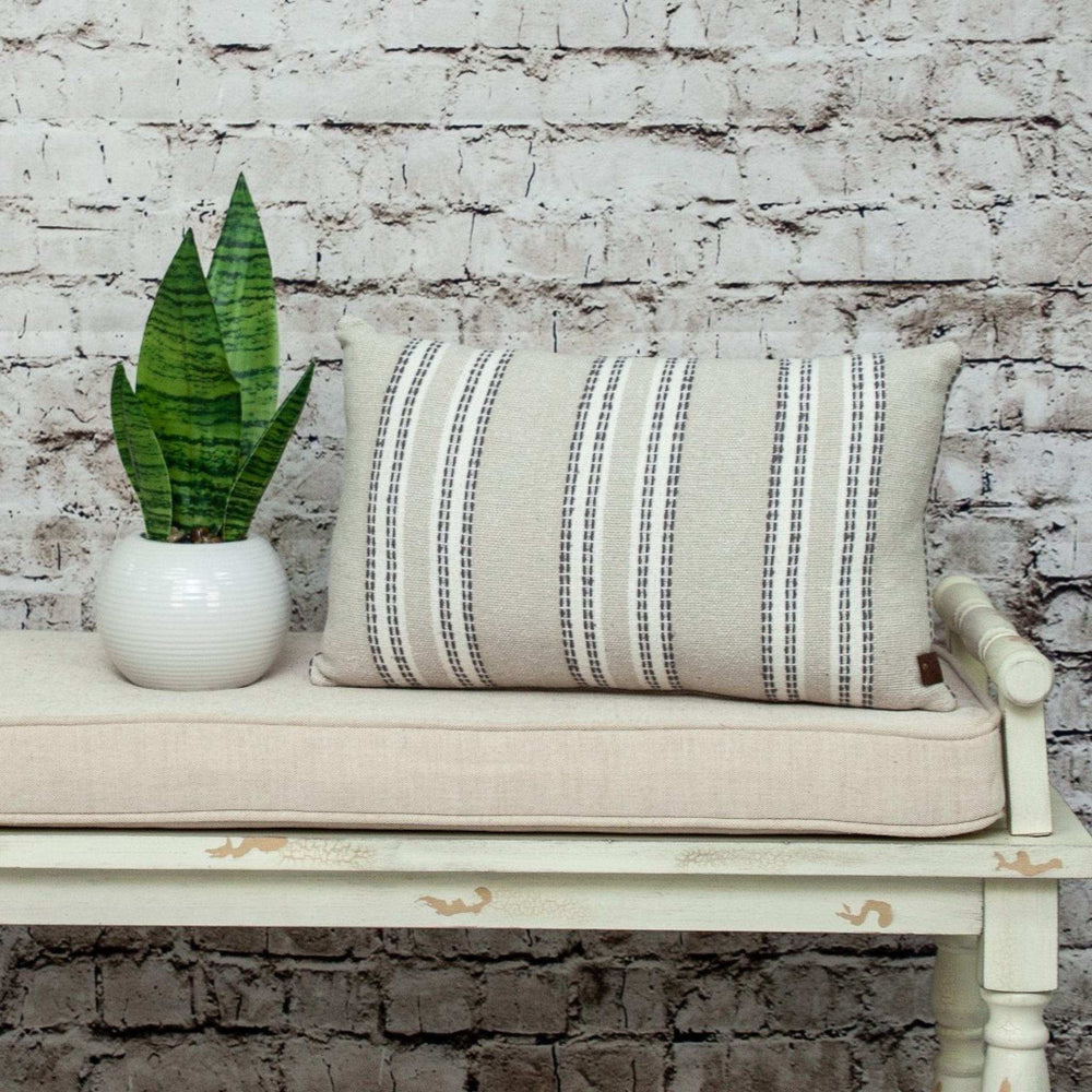 Oatmeal Stripe Weave Lumbar Throw Pillow - Homeroots - Flyclothing LLC