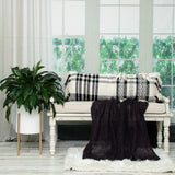 12" X 35" Black and White Plaid Cotton Lumbar Throw Pillow With Fringe - Homeroots - Flyclothing LLC