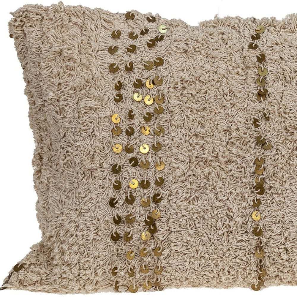 Boho Woven Shaggy Sequin Lumbar Pillow - Homeroots - Flyclothing LLC