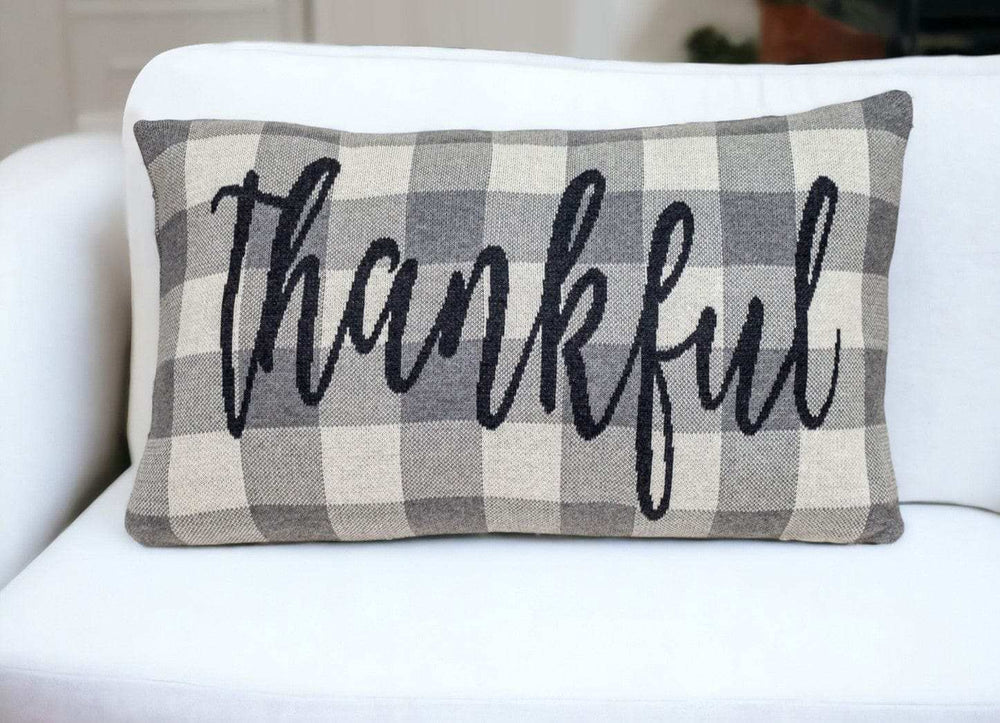 Thankful Buffalo Plaid Lumbar Throw Pillow - Homeroots - Flyclothing LLC