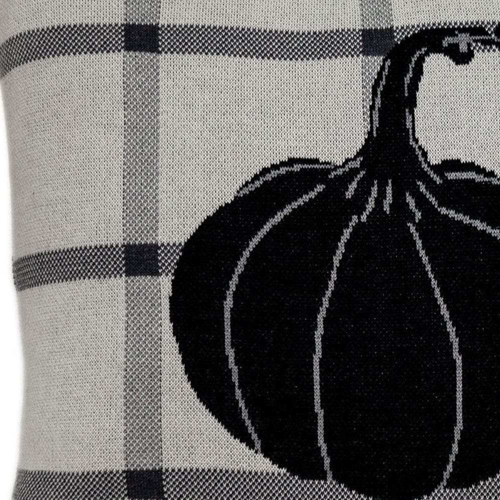 Grey Plaid Pumpkin Throw Pillow - Homeroots - Flyclothing LLC
