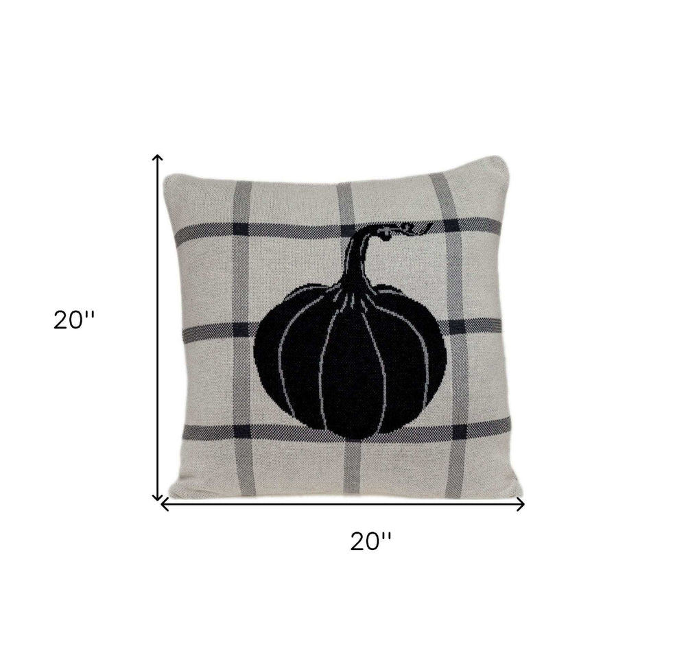 Grey Plaid Pumpkin Throw Pillow - Homeroots - Flyclothing LLC