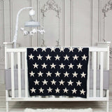Navy Blue And White Stars Knitted Baby Blanket - Homeroots - Flyclothing LLC
