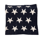 Navy Blue And White Stars Knitted Baby Blanket - Homeroots - Flyclothing LLC