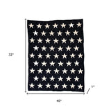 Navy Blue And White Stars Knitted Baby Blanket - Homeroots - Flyclothing LLC