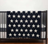 Navy Blue And White Stars Knitted Baby Blanket - Homeroots - Flyclothing LLC