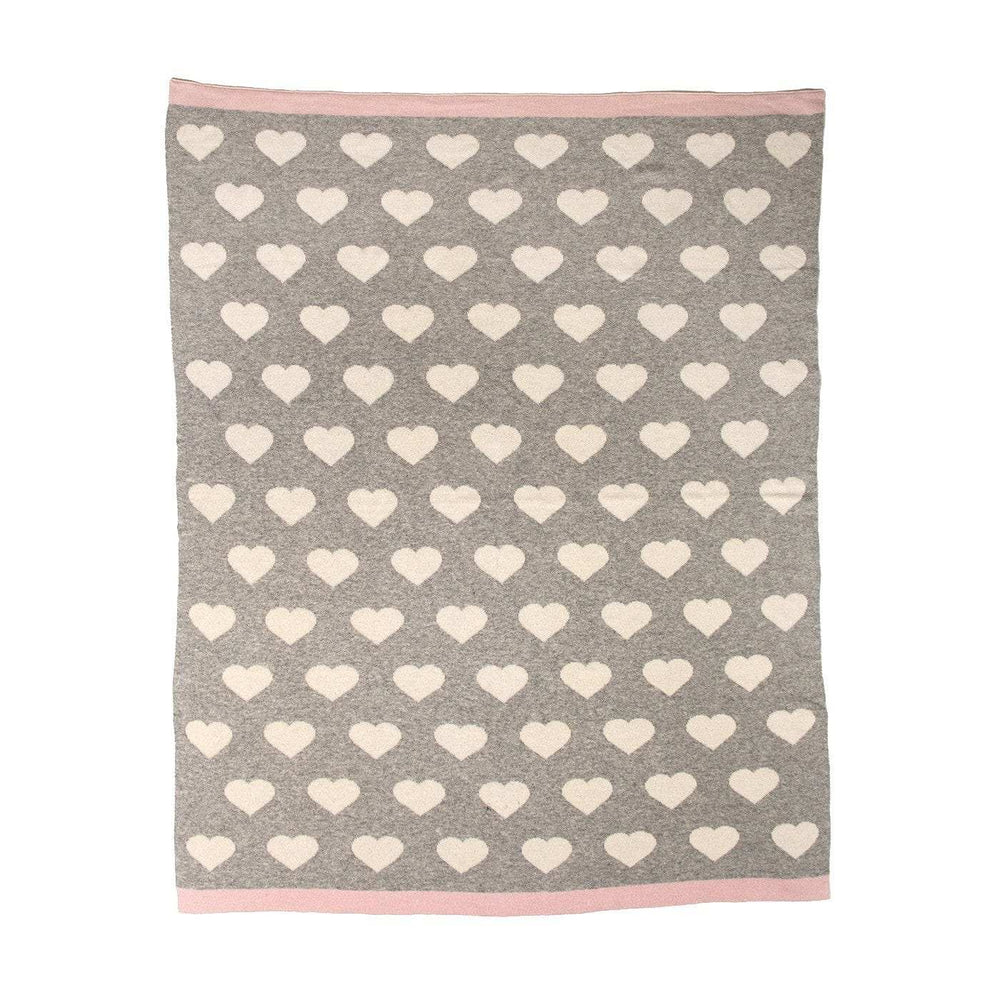 Grey And Ivory Hearts Knitted Baby Blanket - Homeroots - Flyclothing LLC