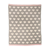 Grey And Ivory Hearts Knitted Baby Blanket - Homeroots - Flyclothing LLC