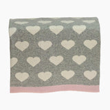 Grey And Ivory Hearts Knitted Baby Blanket - Homeroots - Flyclothing LLC