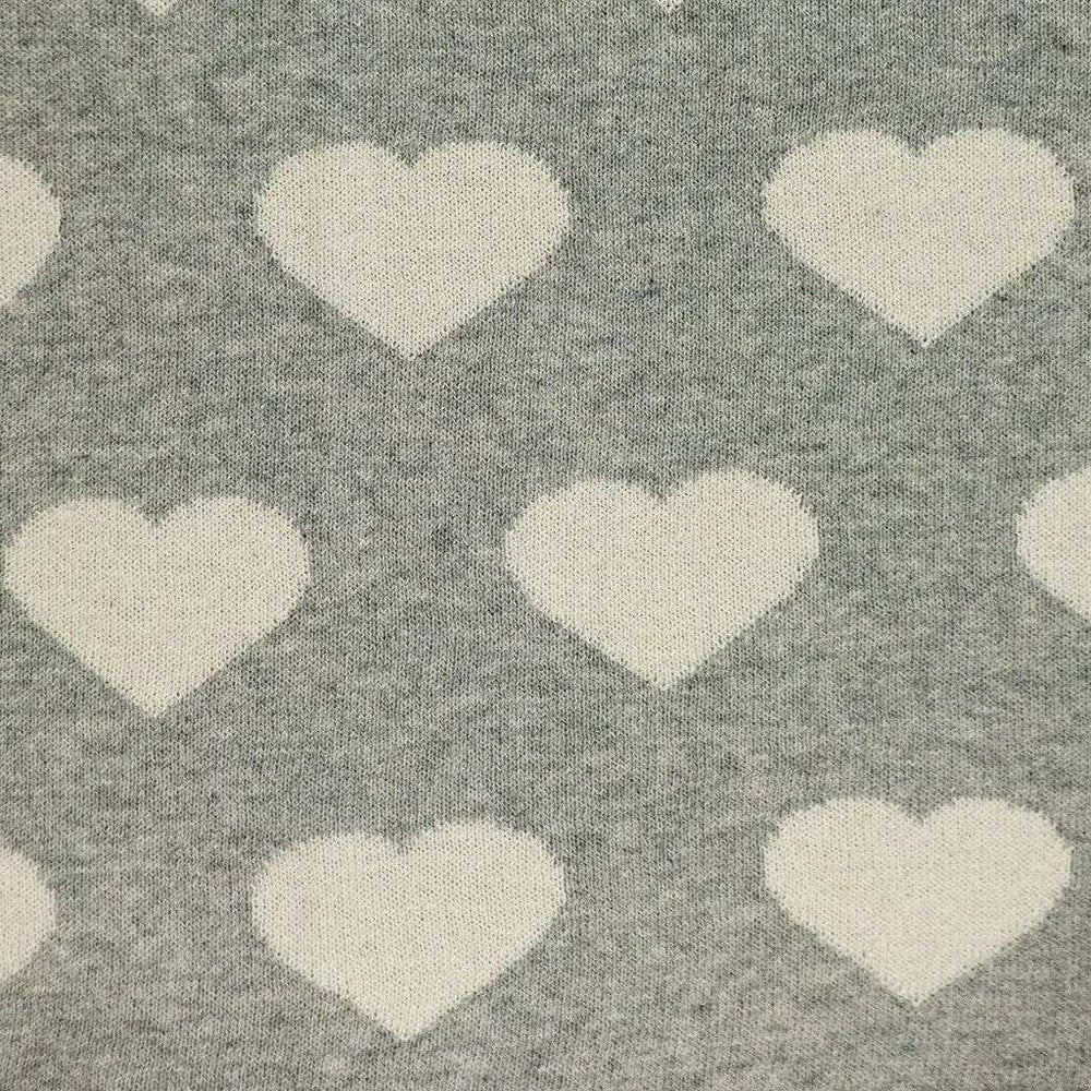 Grey And Ivory Hearts Knitted Baby Blanket - Homeroots - Flyclothing LLC