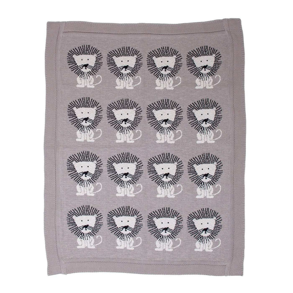 Grey Lots Of Lions Woven Knitted Baby Blanket - Homeroots - Flyclothing LLC