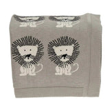 Grey Lots Of Lions Woven Knitted Baby Blanket - Homeroots - Flyclothing LLC