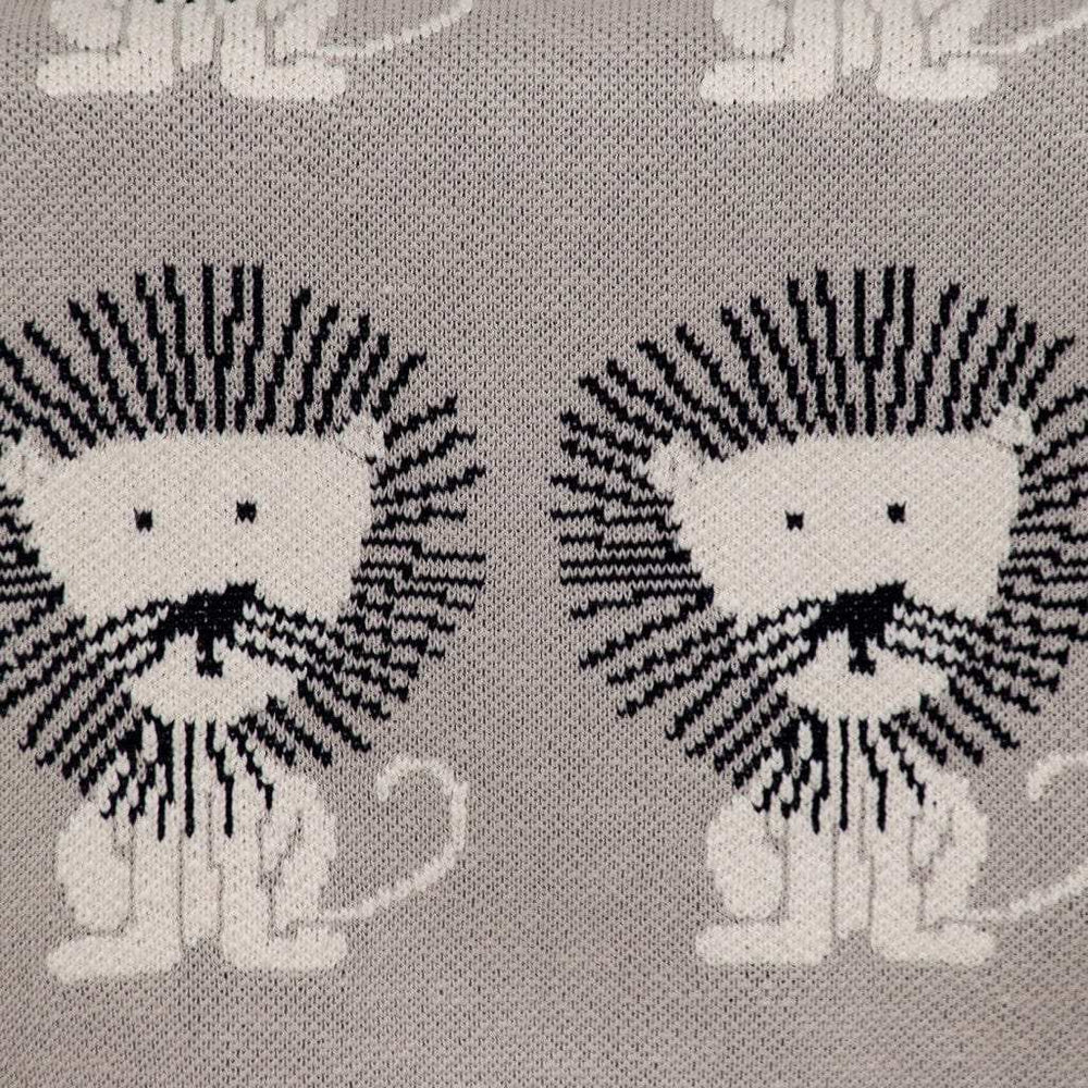 Grey Lots Of Lions Woven Knitted Baby Blanket - Homeroots - Flyclothing LLC