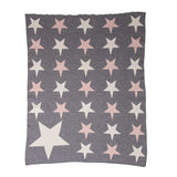 Grey Ivory And Pink Stars Knitted Baby Blanket - Homeroots - Flyclothing LLC