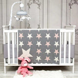 Grey Ivory And Pink Stars Knitted Baby Blanket - Homeroots - Flyclothing LLC
